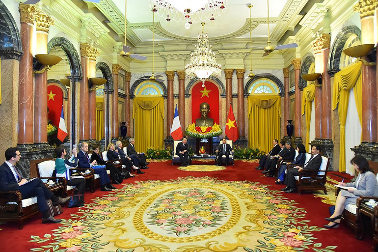 Quang cảnh buổi tiếp tại Phủ Chủ tịch. (Ảnh: Thủy Nguyên)