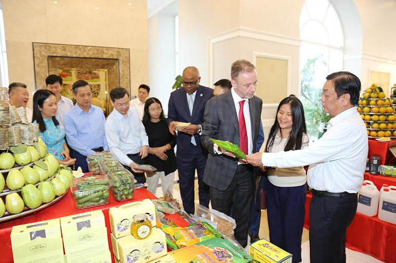 Các đại biểu tham quan gian trưng bày sản phẩm OCOP.