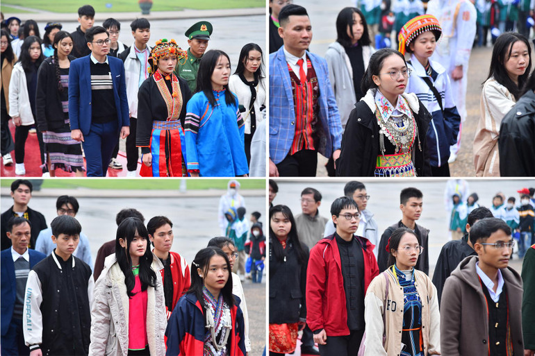 Được báo công và thăm lăng Bác là niềm vinh dự, tự hào của các em học sinh, sinh viên, thanh niên dân tộc thiểu số.