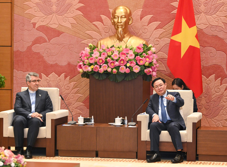 Chủ tịch Quốc hội Vương Đình Huệ phát biểu tại buổi tiếp.