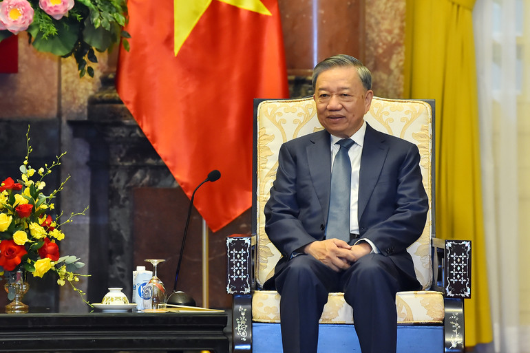 Chủ tịch nước Tô Lâm phát biểu tại buổi tiếp.