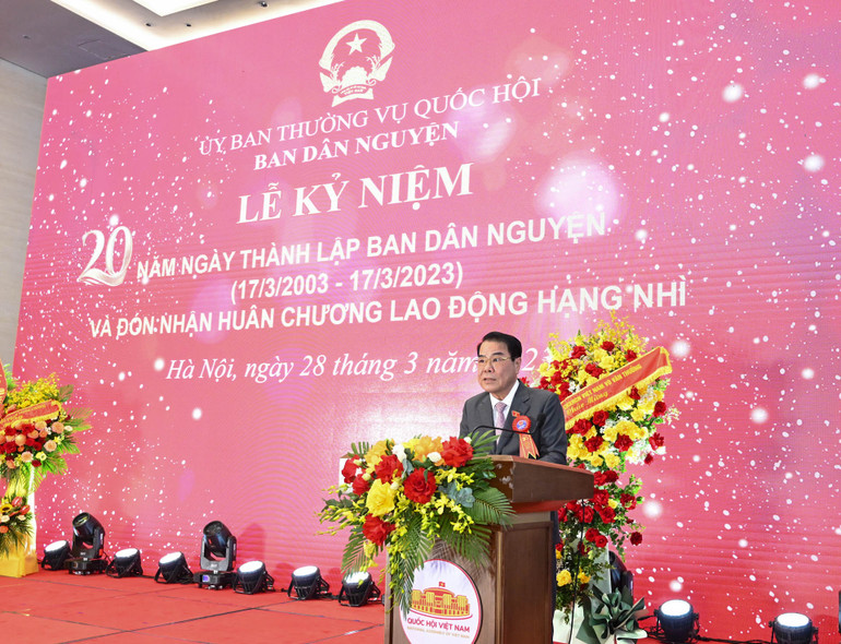 Trưởng Ban Dân nguyện Dương Thanh Bình trình bày diễn văn tại Lễ kỷ niệm.