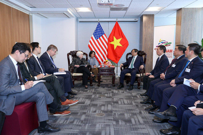 Thủ tướng Chính phủ Phạm Minh Chính đã tiếp Bộ trưởng Tài chính Hoa Kỳ Janet Yellen.