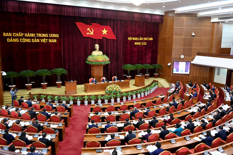 Quang cảnh Phiên khai mạc Hội nghị Trung ương lần thứ chín, khóa XIII.