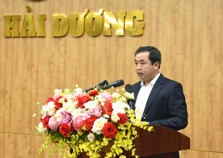 Bí thư Tỉnh ủy Hải Dương Trần Đức Thắng phát biểu.