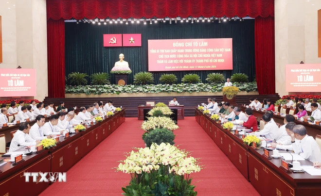 Tổng Bí thư, Chủ tịch nước Tô Lâm làm việc với Thành ủy TP Hồ Chí Minh.