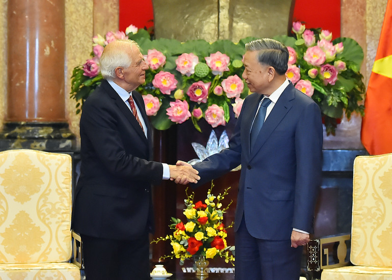 Chủ tịch nước Tô Lâm đón Phó Chủ tịch Ủy ban châu Âu Josep Borell Fontelles.