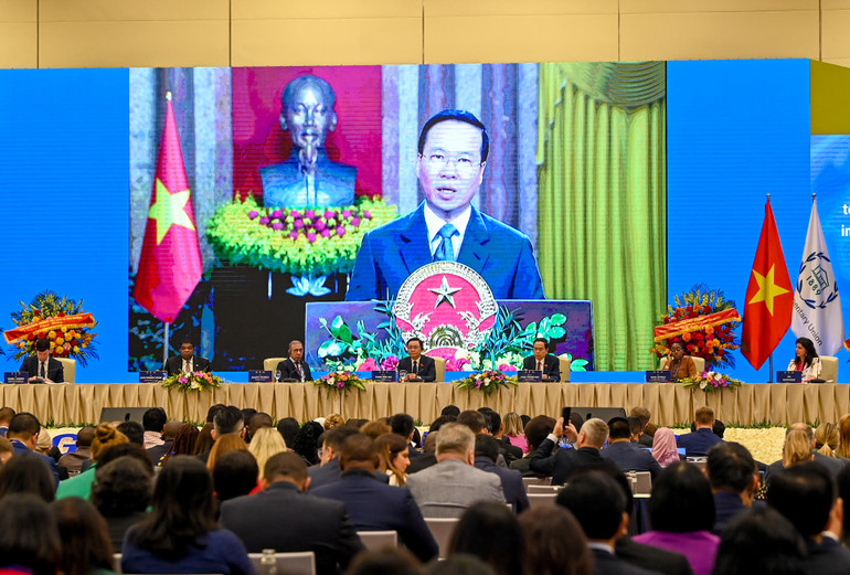 Phát biểu ghi hình của Chủ tịch nước Võ Văn Thưởng gửi tới Hội nghị Nghị sĩ trẻ toàn cầu.