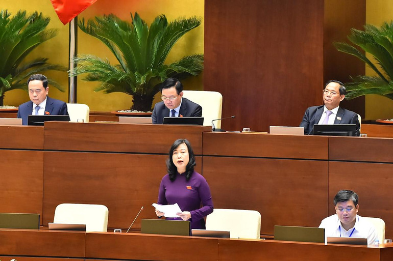 Cuối phiên họp, Bộ trưởng Y tế Đào Hồng Lan phát biểu giải trình làm rõ một số vấn đề các đại biểu Quốc hội nêu. Cuối phiên họp, Bộ trưởng Y tế Đào Hồng Lan phát biểu giải trình làm rõ một số vấn đề các đại biểu Quốc hội nêu.