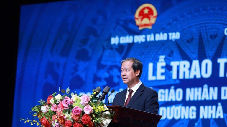 Bộ trưởng Giáo dục và Đào tạo Nguyễn Kim Sơn phát biểu tại buổi lễ.