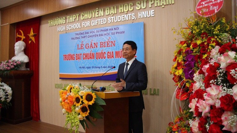 Bộ trưởng Khoa học và Công nghệ Nguyễn Mạnh Hùng phát biểu tại buổi lễ.