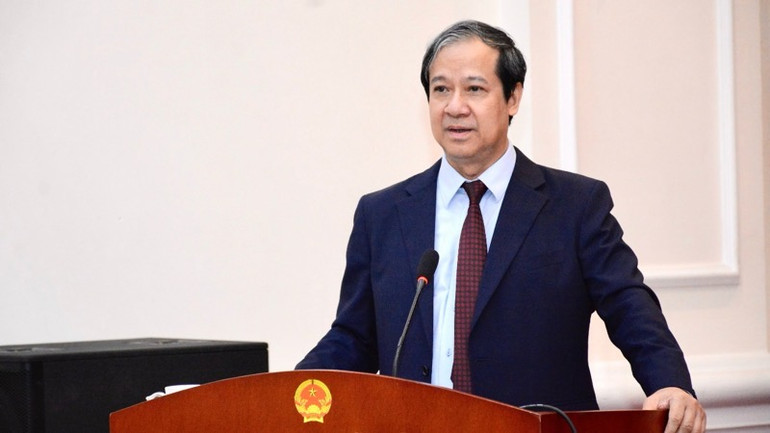 Bộ trưởng Giáo dục và Đào tạo Nguyễn Kim Sơn phát biểu tại hội thảo.