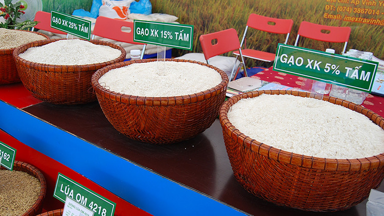 Sản phẩm lúa, gạo xuất khẩu của tỉnh Trà Vinh.