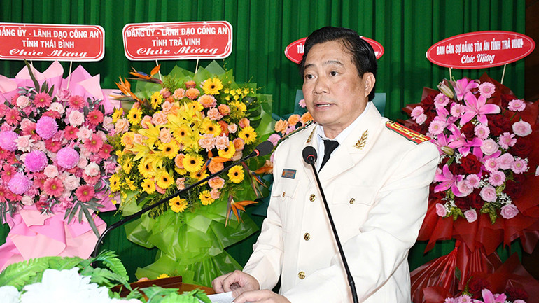 Đại tá Nguyễn Thanh Hải phát biểu tại buổi lễ.