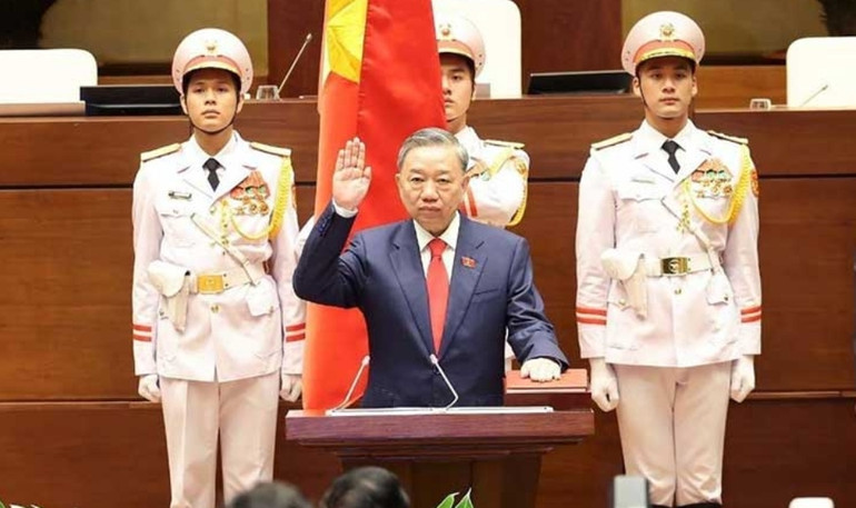 Khmer Times đăng ảnh Chủ tịch nước Tô Lâm trong lễ nhậm chức.