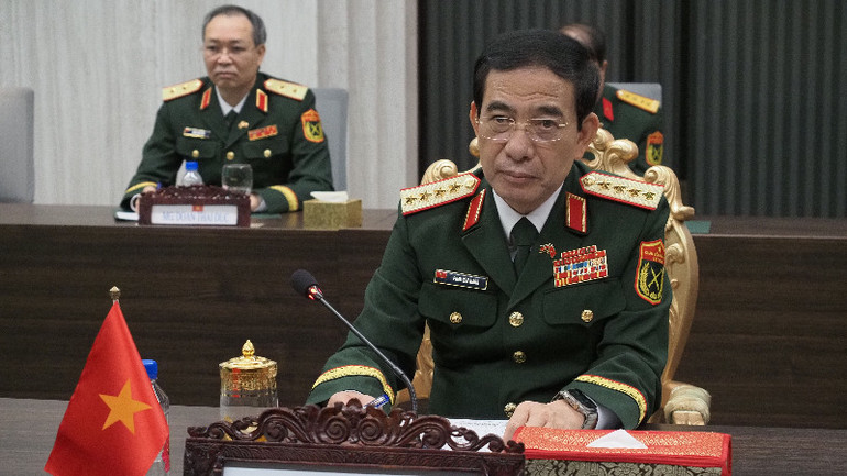 Đại tướng Phan Văn Giang, Ủy viên Bộ Chính trị, Phó Bí thư Quân ủy Trung ương, Bộ trưởng Quốc phòng. (Ảnh: Nguyễn Hiệp)