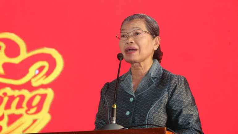 Cố vấn Tối cao trực tiếp của Quốc vương Campuchia, Phó Chủ tịch CPP, Chủ tịch Hội Hữu nghị Campuchia-Việt Nam Samdech Men Sam An. (Ảnh: Nguyễn Hiệp)