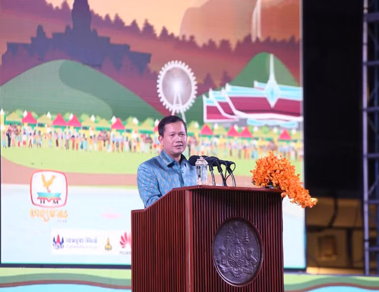 Samdech Moha Bovor Thipadei Hun Manet, Thủ tướng Vương quốc Campuchia phát biểu khai mạc sự kiện. (Ảnh: Fresh News)