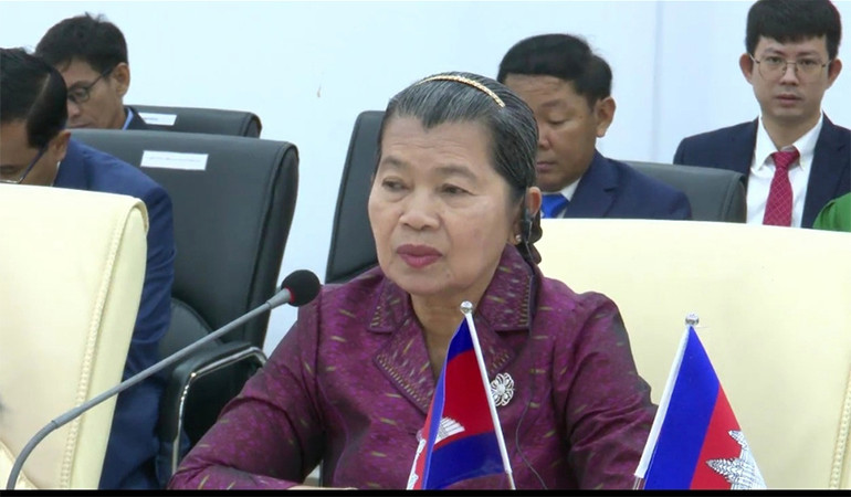 Phó Thủ tướng, Bộ trưởng Quan hệ Quốc hội-Thượng viện và Thanh tra Campuchia Samdech Men Sam An. (Ảnh: NGUYỄN HIỆP)