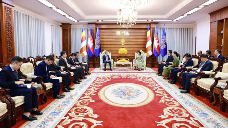 Chủ tịch Quốc hội Samdech Khuon Sudary khẳng định Campuchia luôn coi trọng mối quan hệ hữu nghị truyền thống và hợp tác tốt đẹp với Việt Nam. (Ảnh: HUY VŨ)