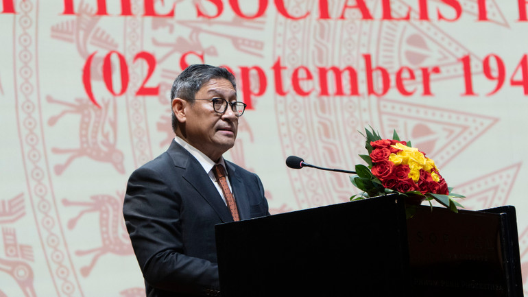 Phó Thủ tướng kiêm Bộ trưởng Ngoại giao và Hợp tác quốc tế Campuchia Sok Chenda Sophea đánh giá cao sự phát triển trên mọi lĩnh vực của đất nước Việt Nam. (Ảnh: NGUYỄN HIỆP)