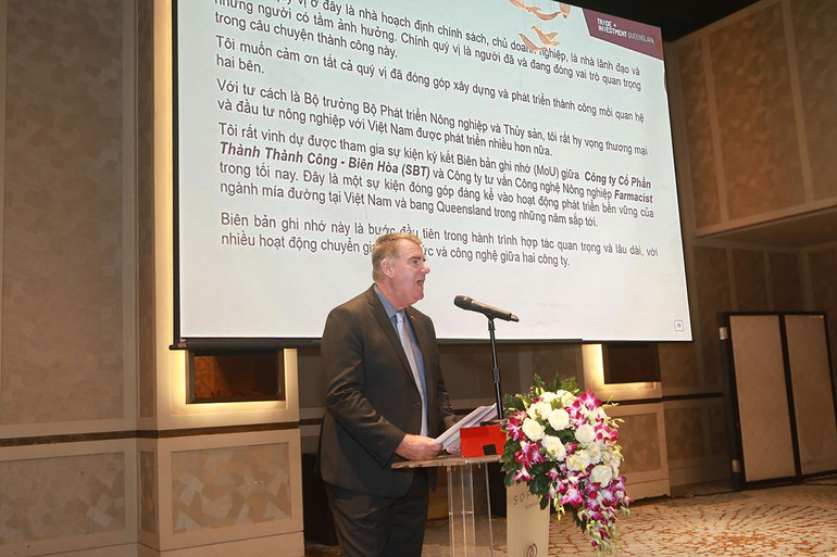 Bộ trưởng Phát triển Nông nghiệp Queensland, ông Mark Furner chia sẻ kỳ vọng về việc hợp tác phát triển nền nông nghiệp công nghệ cao, bền vững giữa Việt Nam và Queensland.