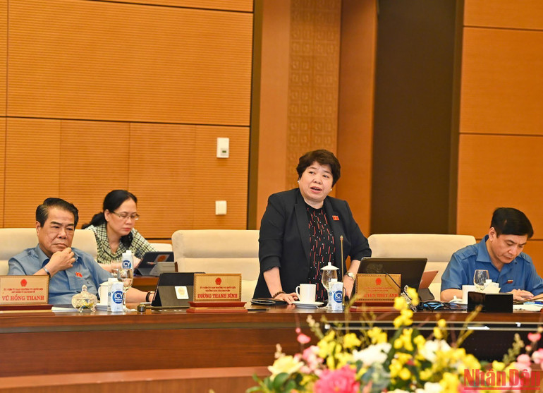 Chủ nhiệm Ủy ban Xã hội Nguyễn Thúy Anh phát biểu ý kiến thảo luận.