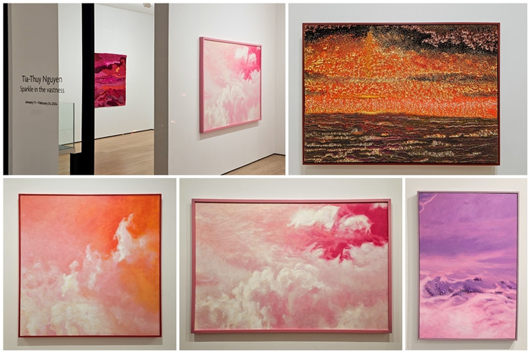 Nghệ sĩ Tia-Thủy Nguyễn mang tới triển lãm gần 20 tác phẩm với nhiều loại thể nghiệm sáng tạo khác nhau. (Ảnh: MINH DUY)