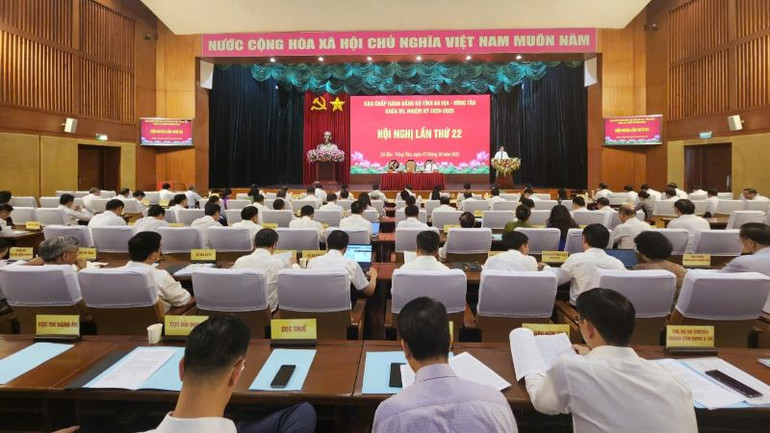 Toàn cảnh Hội nghị lần thứ 22 Ban Chấp hành Đảng bộ tỉnh Bà Rịa-Vũng Tàu.