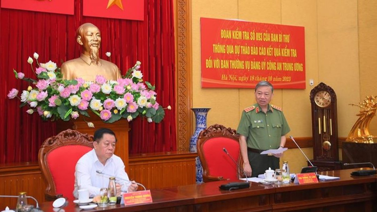 Đại tướng Tô Lâm phát biểu tại buổi làm việc.