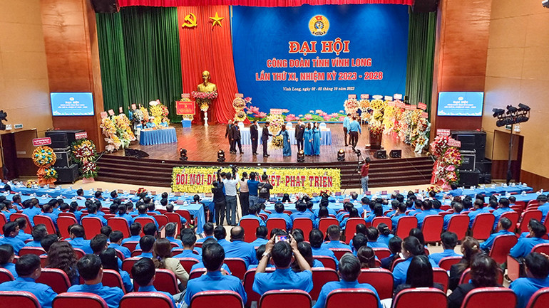 Quang cảnh Đại hội Công đoàn tỉnh Vĩnh Long.