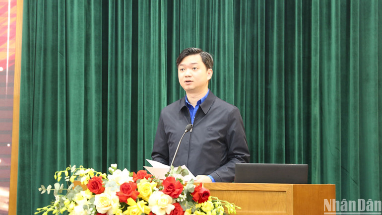 Bí thư Trung ương Đoàn Nguyễn Minh Triết phát biểu tại buổi họp báo. (Ảnh: HẢI ĐĂNG) Bí thư Trung ương Đoàn Nguyễn Minh Triết phát biểu tại buổi họp báo. (Ảnh: HẢI ĐĂNG)