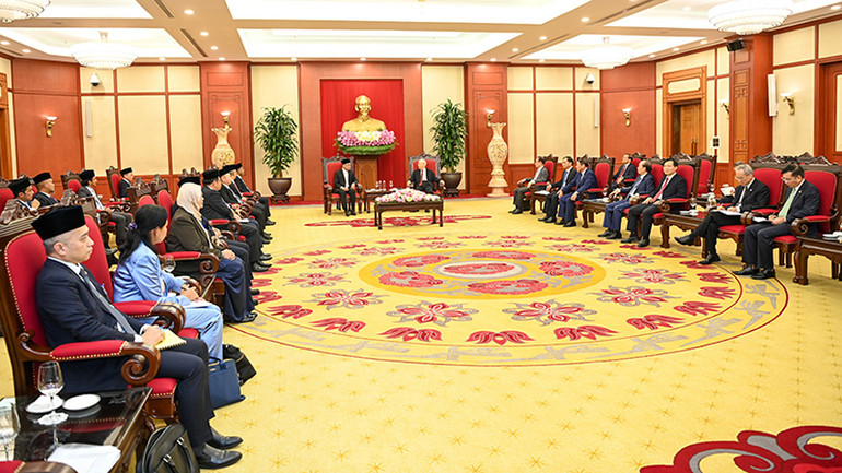 Quang cảnh buổi tiếp. (Ảnh: Duy Linh)