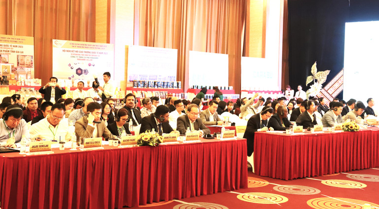 Các đại biểu là Đại sứ quán, Tổng lãnh sự và các tập đoàn, doanh nghiệp nước ngoài, tổ chức kinh tế quốc tế dự hội nghị kết nối giao thương quốc tế năm 2023.