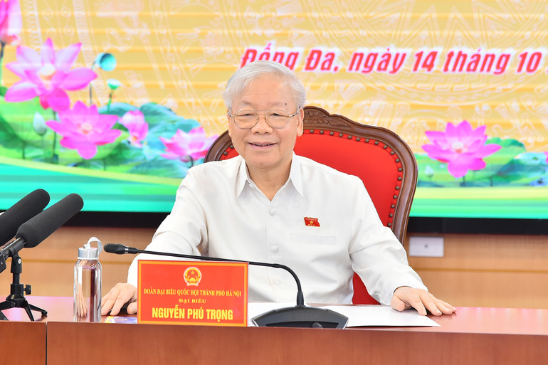 Tổng Bí thư Nguyễn Phú Trọng dự buổi tiếp xúc cử tri trước Kỳ họp thứ 6, Quốc hội khóa XV.