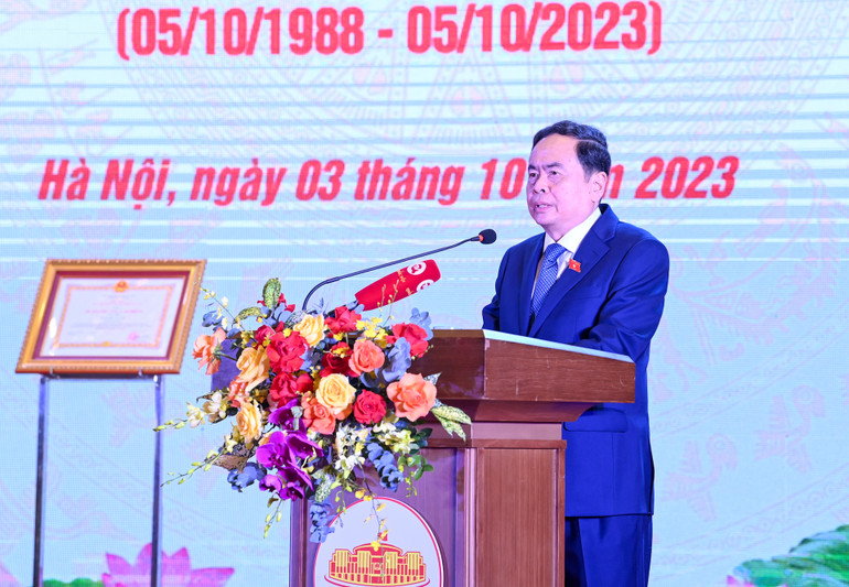 Phó Chủ tịch Thường trực Quốc hội Trần Thanh Mẫn phát biểu chúc mừng Báo Đại biểu Nhân dân.