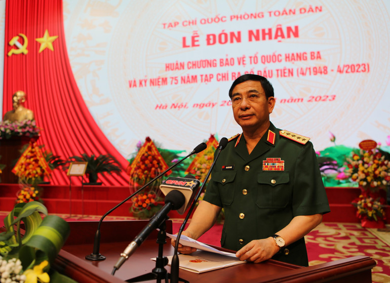 Đại tướng Phan Văn Giang phát biểu tại buổi lễ.
