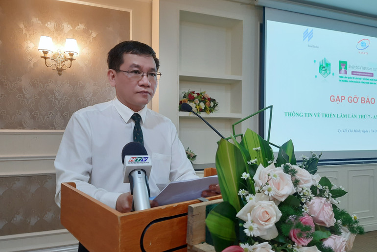 Ông Vũ Anh Tuấn, Phó Cục trưởng Cục Thông tin Khoa học và Công nghệ quốc gia phát biểu tại buổi thông tin về Analytica Vietnam 2023.