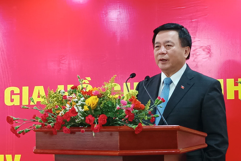 Đồng chí Nguyễn Xuân Thắng phát biểu tại buổi làm việc.