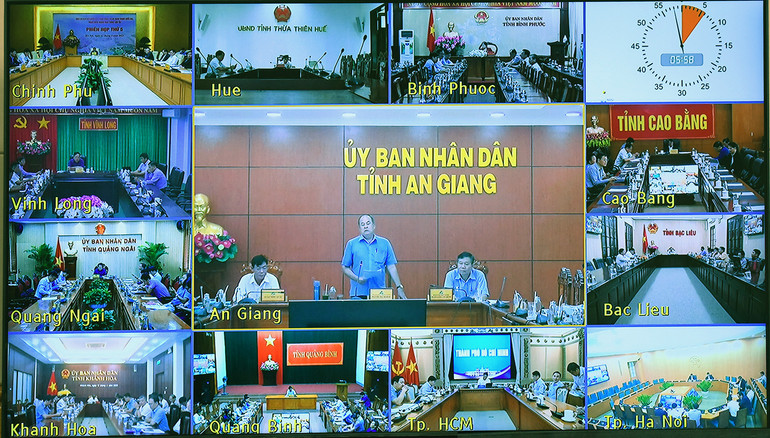 Đại diện lãnh đạo tỉnh An Giang phát biểu tại điểm cầu An Giang.