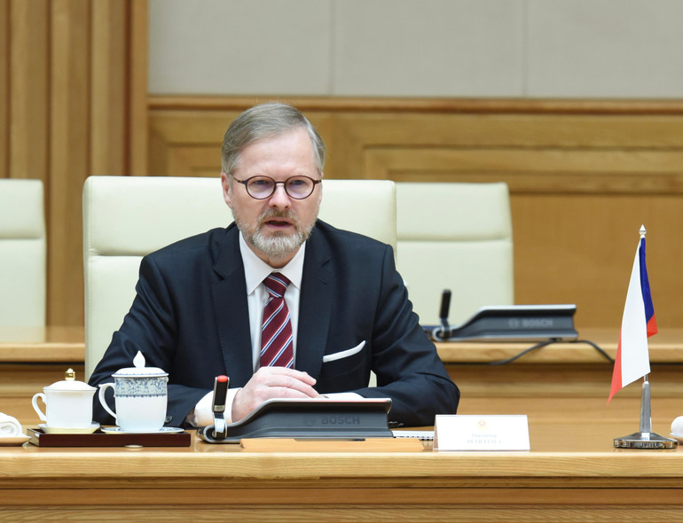 Thủ tướng nước Cộng hòa Séc Petr Fiala phát biểu tại cuộc hội đàm.