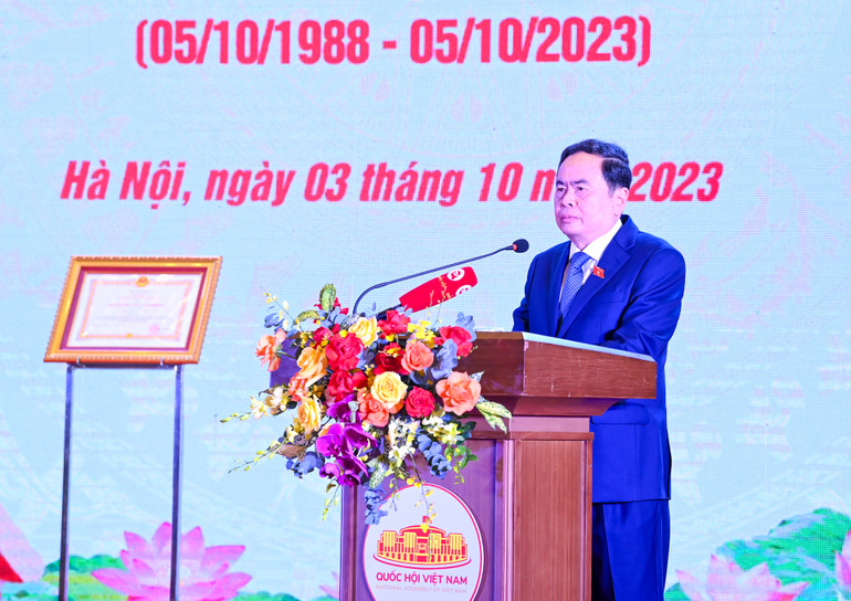 Phó Chủ tịch Thường trực Quốc hội Trần Thanh Mẫn phát biểu tại lễ kỷ niệm.