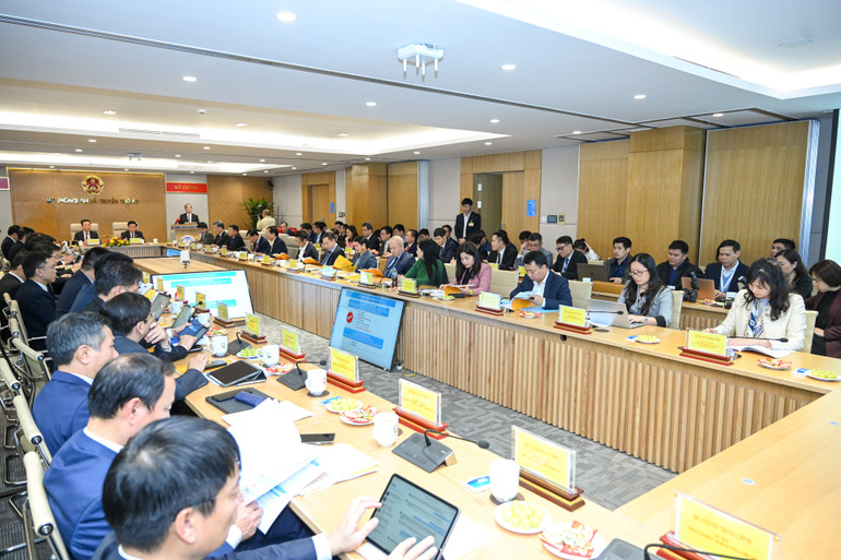 Quang cảnh buổi làm việc tại Trụ sở Bộ Thông tin và Truyền thông.