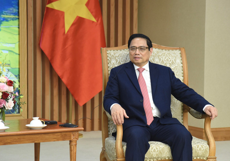 Thủ tướng Phạm Minh Chính phát biểu tại buổi tiếp Bộ trưởng Ngoại giao Cộng hòa Ba Lan Zbigniew Rau.