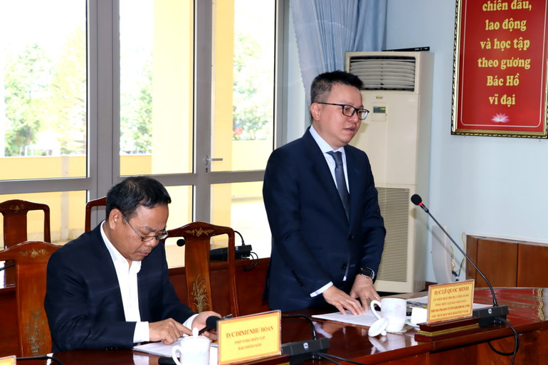 Tổng Biên tập Báo Nhân Dân Lê Quốc Minh phát biểu tại sự kiện. Tổng Biên tập Báo Nhân Dân Lê Quốc Minh phát biểu tại sự kiện.