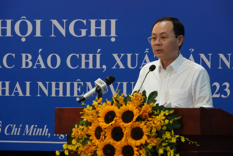 Đồng chí Nguyễn Văn Hiếu, Phó Bí thư Thành ủy Thành phố Hồ Chí Minh phát biểu chỉ đạo tại hội nghị.