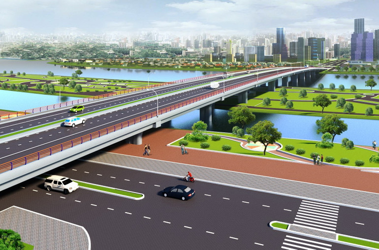 Phối cảnh cầu Thống Nhất khi hoàn thành.