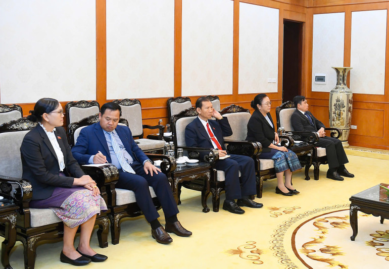 Các đại biểu Lào tham dự buổi tiếp.