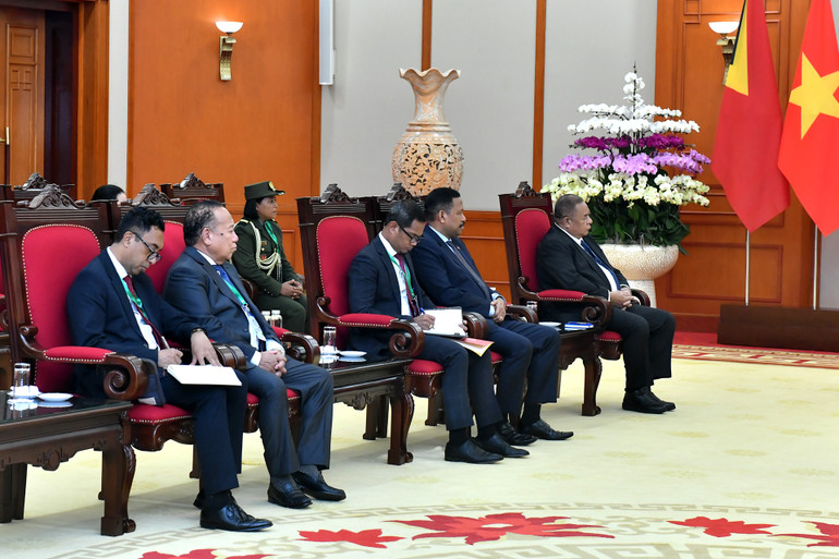 Các đại biểu Timor Leste tham dự buổi tiếp.