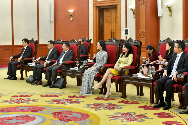 Đoàn đại biểu Việt Nam tham dự buổi tiếp.